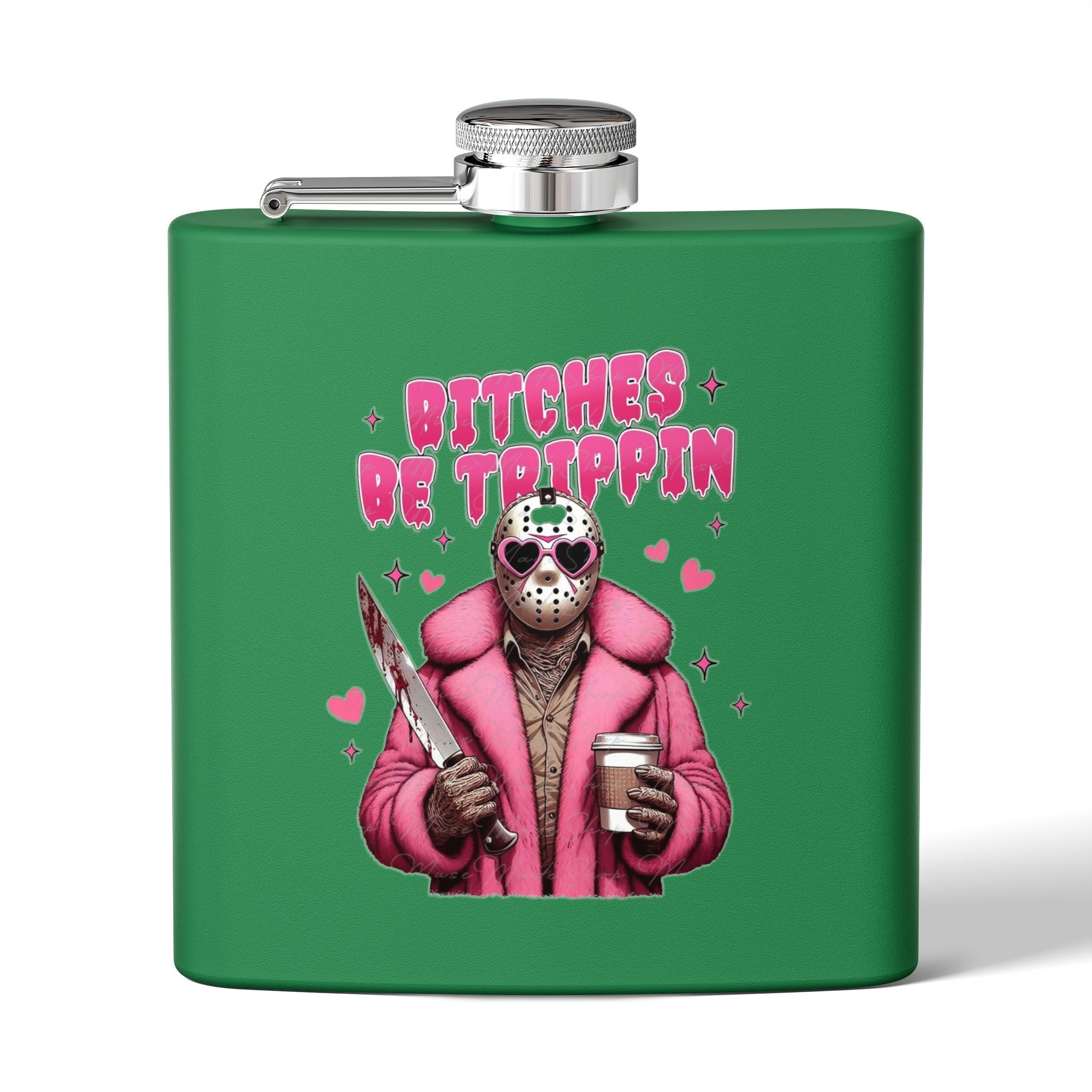 Funny Stainless Steel Flask | Bitches Be Trippin | Perfect Gift for Friends, Parties, Fun Nights Out, Halloween, and Celebrations