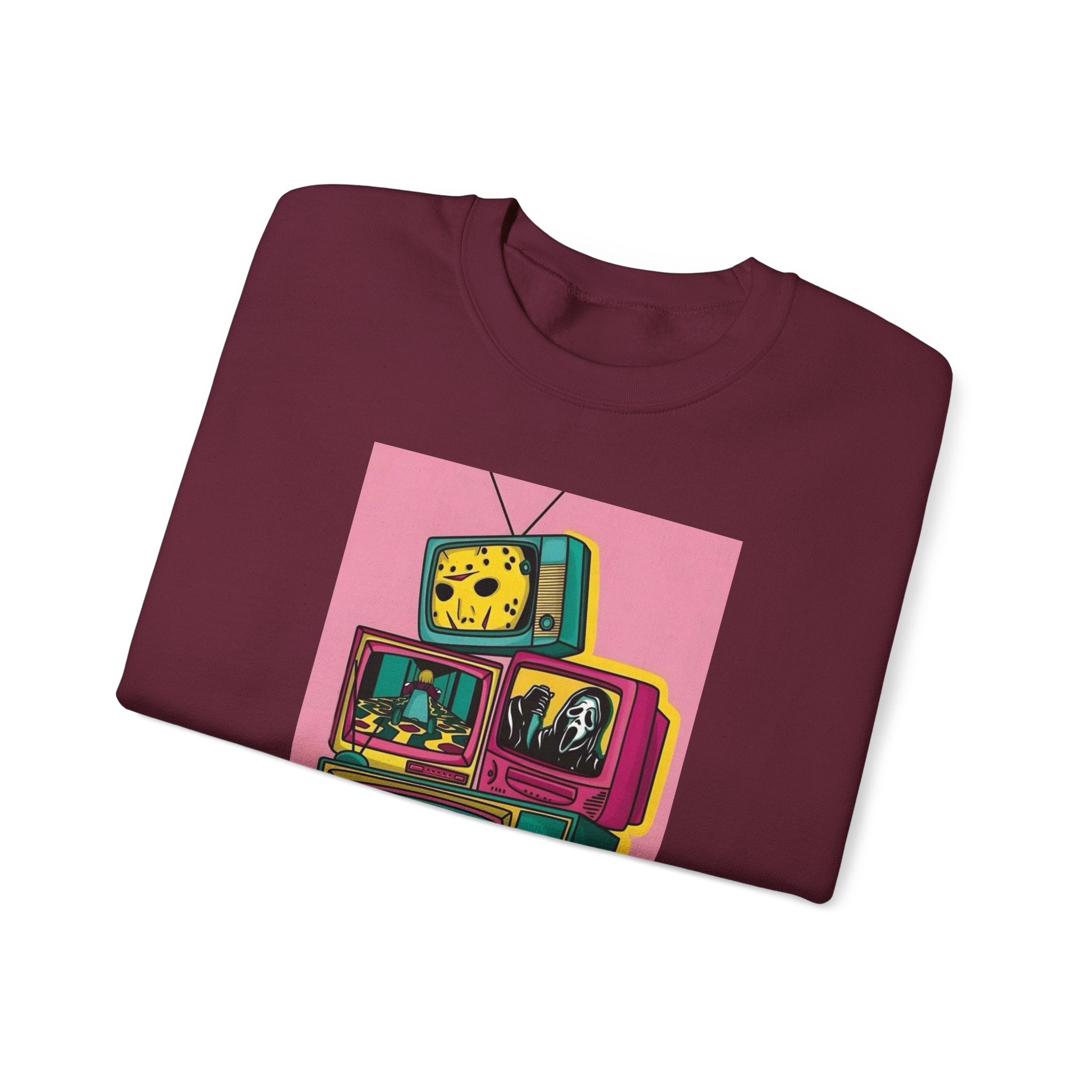 Retro TV Art Sweatshirt, Vintage Crewneck, Cozy Unisex Jumper, Perfect Gift for TV Lovers, Casual Streetwear