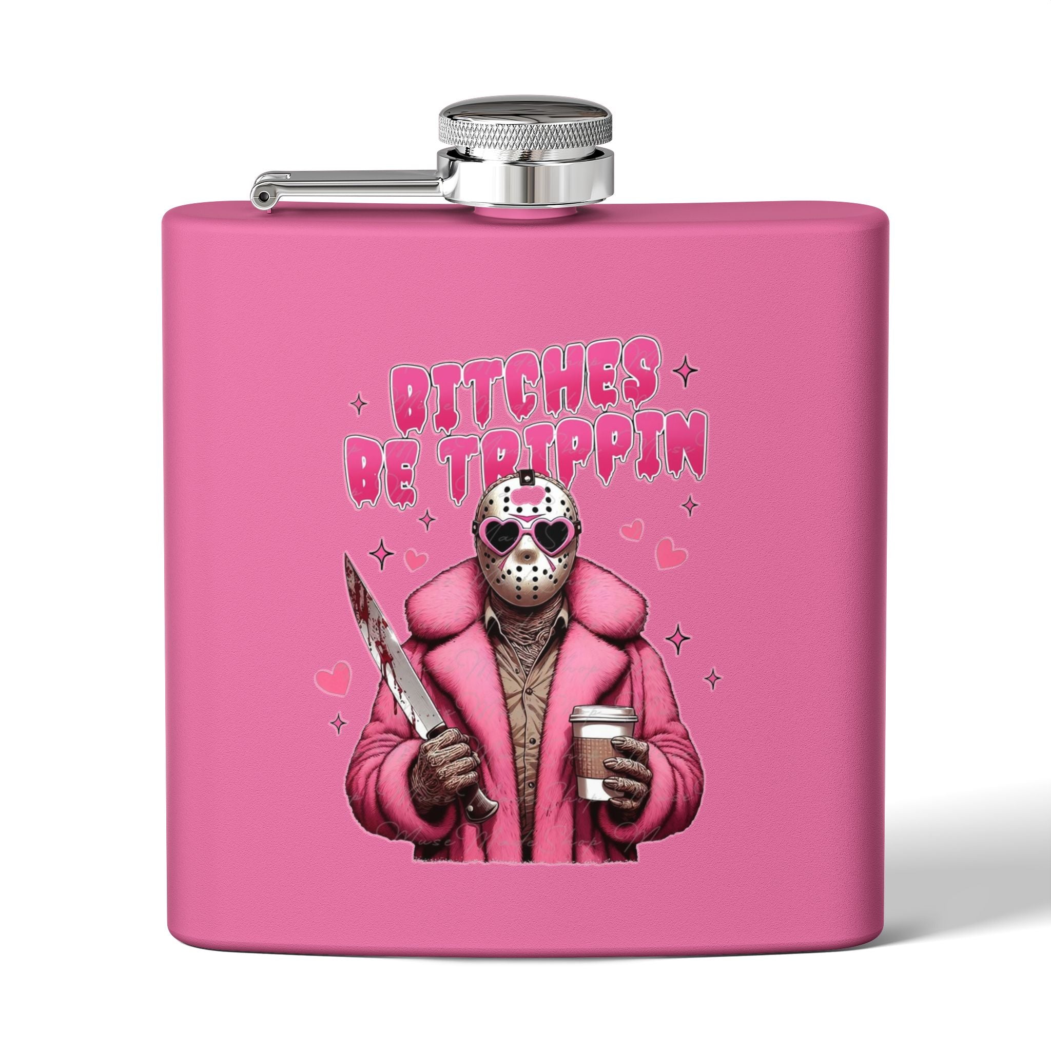 Funny Stainless Steel Flask | Bitches Be Trippin | Perfect Gift for Friends, Parties, Fun Nights Out, Halloween, and Celebrations