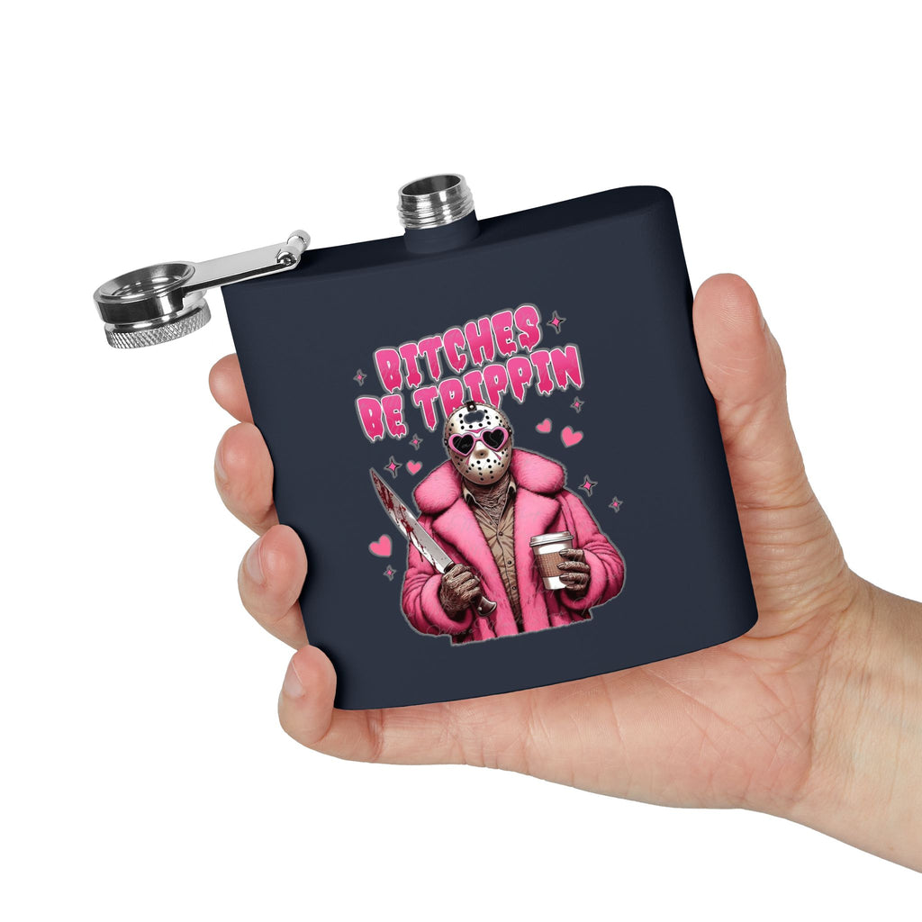 Funny Stainless Steel Flask | Bitches Be Trippin | Perfect Gift for Friends, Parties, Fun Nights Out, Halloween, and Celebrations
