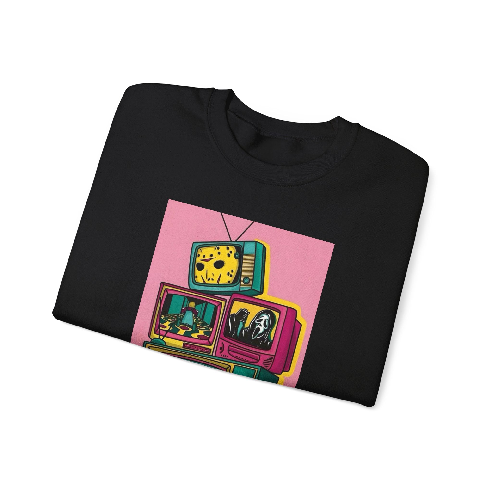 Retro TV Art Sweatshirt, Vintage Crewneck, Cozy Unisex Jumper, Perfect Gift for TV Lovers, Casual Streetwear