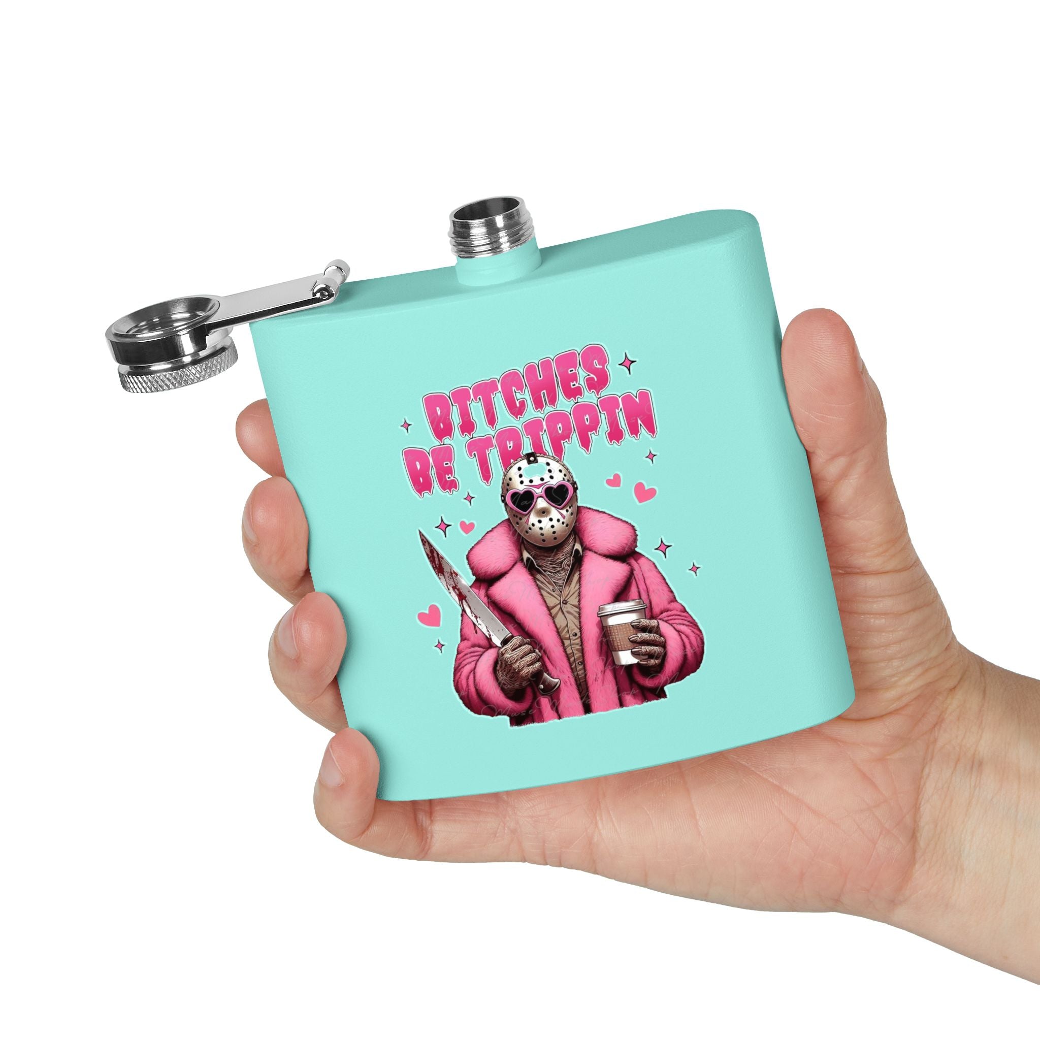 Funny Stainless Steel Flask | Bitches Be Trippin | Perfect Gift for Friends, Parties, Fun Nights Out, Halloween, and Celebrations
