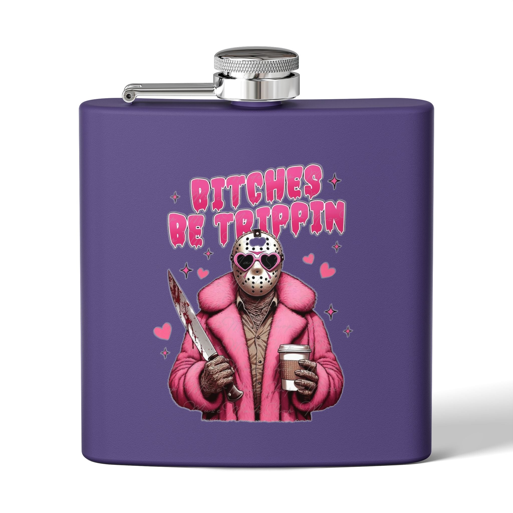Funny Stainless Steel Flask | Bitches Be Trippin | Perfect Gift for Friends, Parties, Fun Nights Out, Halloween, and Celebrations