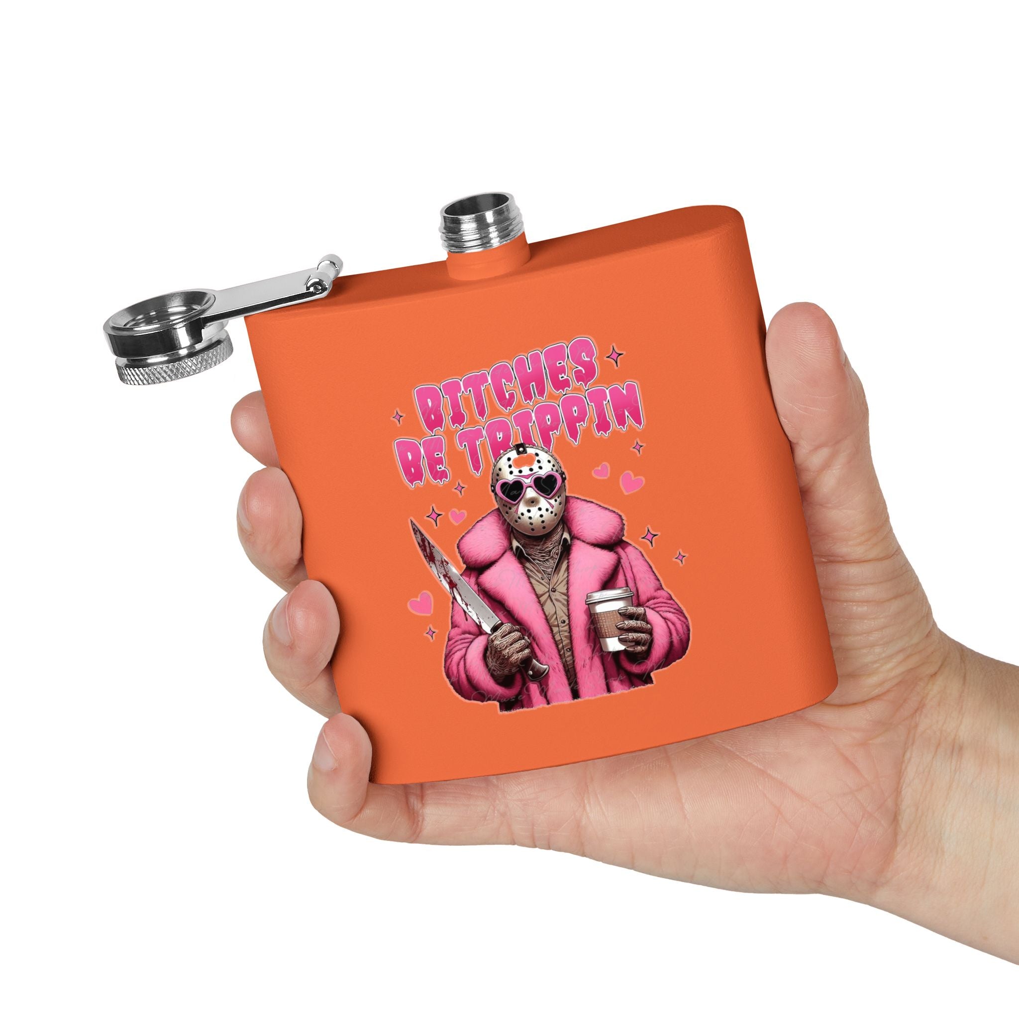 Funny Stainless Steel Flask | Bitches Be Trippin | Perfect Gift for Friends, Parties, Fun Nights Out, Halloween, and Celebrations