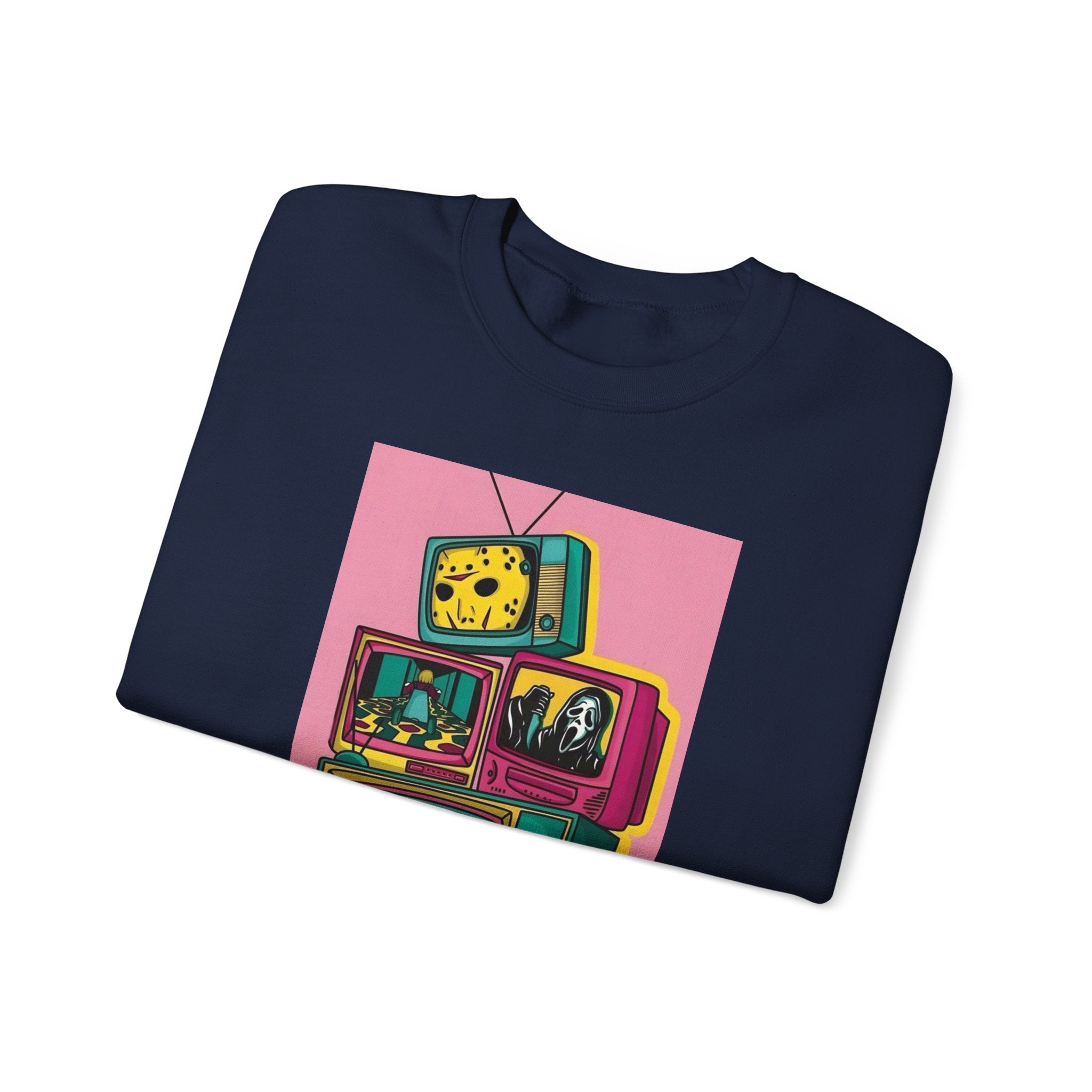Retro TV Art Sweatshirt, Vintage Crewneck, Cozy Unisex Jumper, Perfect Gift for TV Lovers, Casual Streetwear