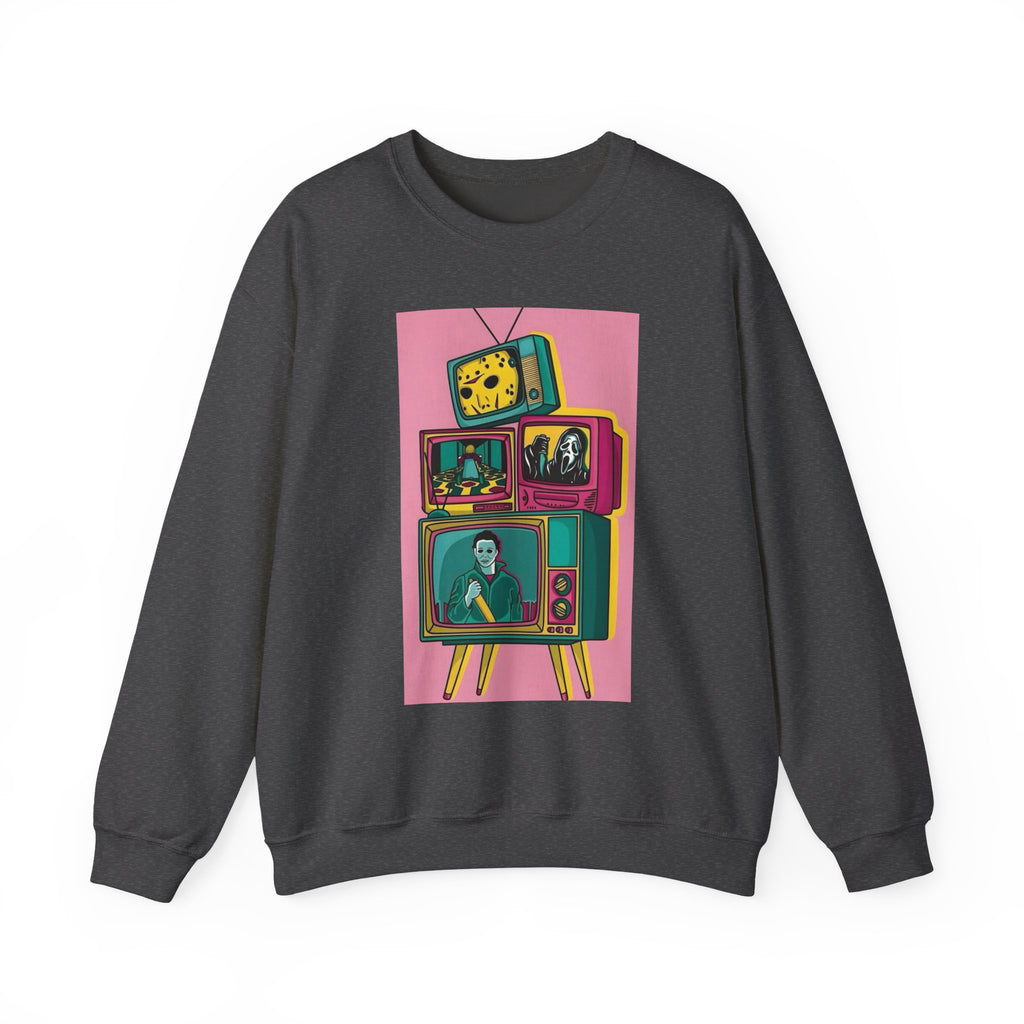 Retro TV Art Sweatshirt, Vintage Crewneck, Cozy Unisex Jumper, Perfect Gift for TV Lovers, Casual Streetwear