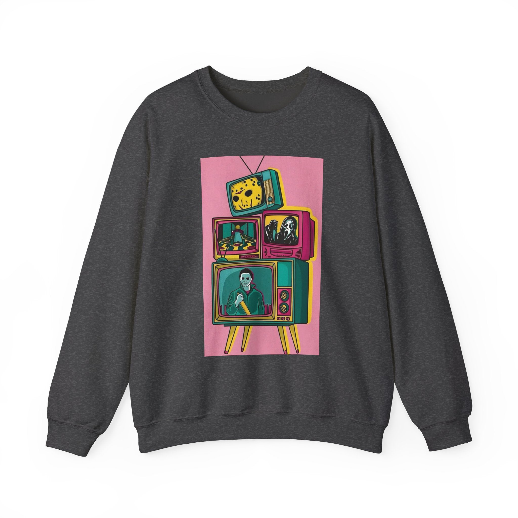 Retro TV Art Sweatshirt, Vintage Crewneck, Cozy Unisex Jumper, Perfect Gift for TV Lovers, Casual Streetwear
