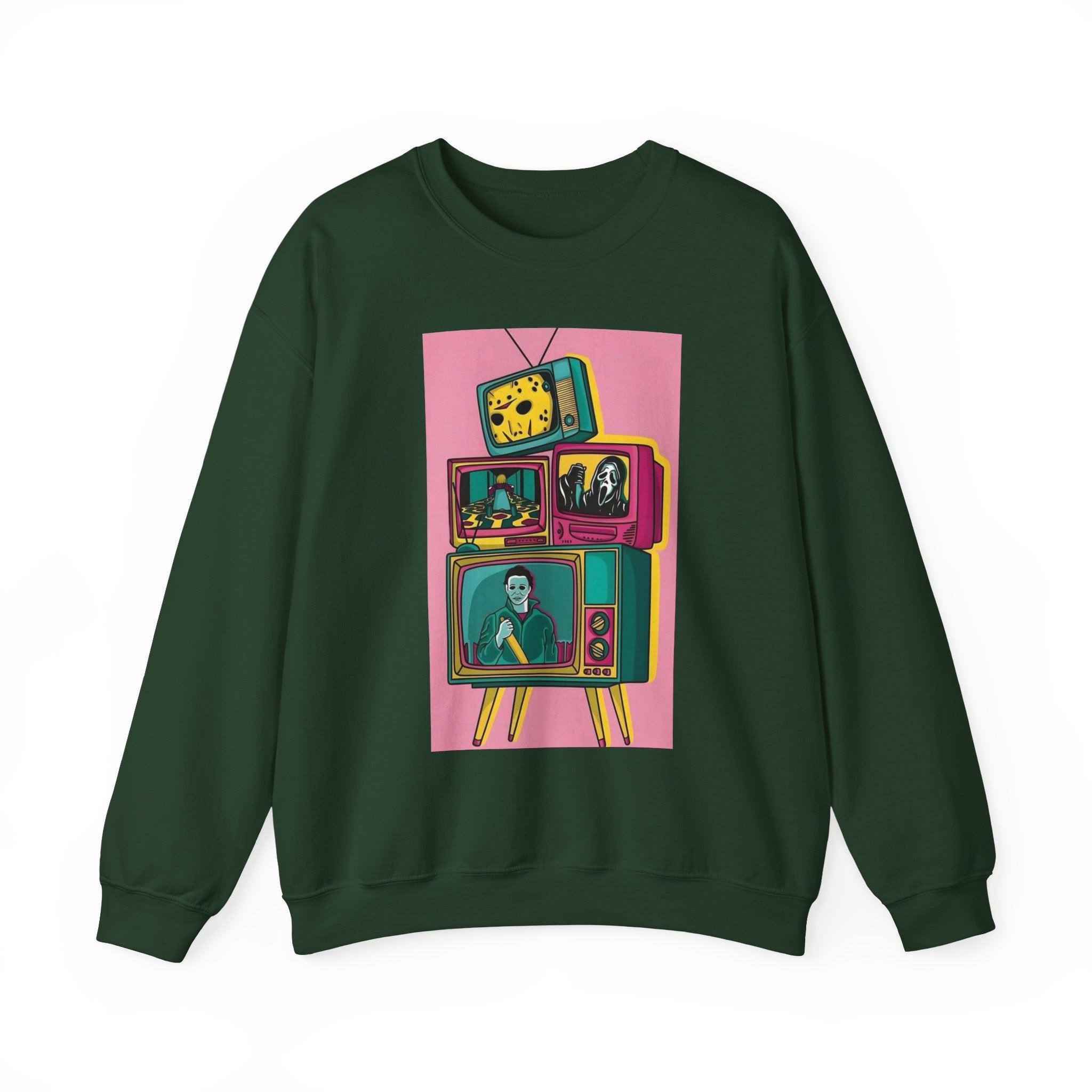 Retro TV Art Sweatshirt, Vintage Crewneck, Cozy Unisex Jumper, Perfect Gift for TV Lovers, Casual Streetwear