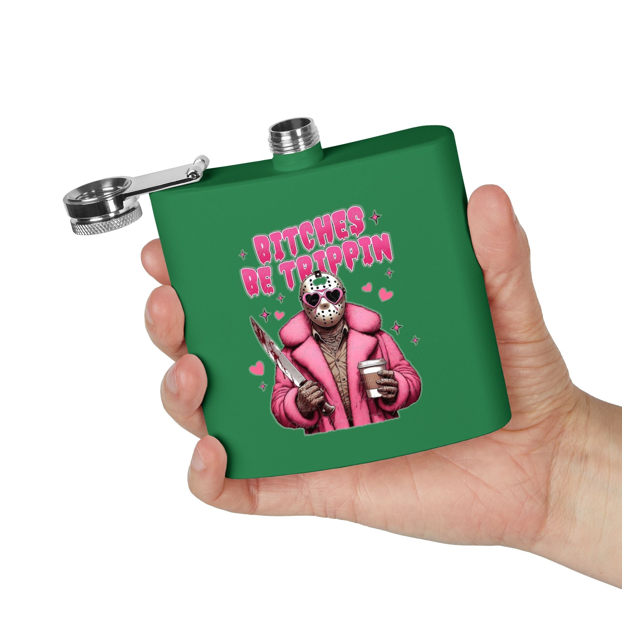 Funny Stainless Steel Flask | Bitches Be Trippin | Perfect Gift for Friends, Parties, Fun Nights Out, Halloween, and Celebrations
