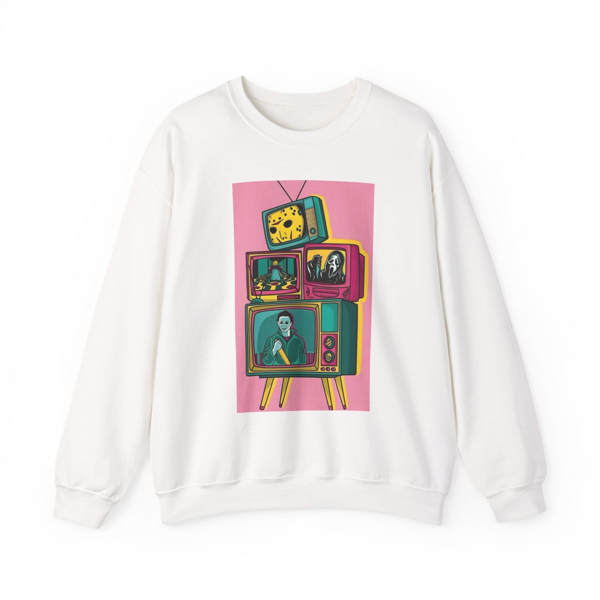 Retro TV Art Sweatshirt, Vintage Crewneck, Cozy Unisex Jumper, Perfect Gift for TV Lovers, Casual Streetwear