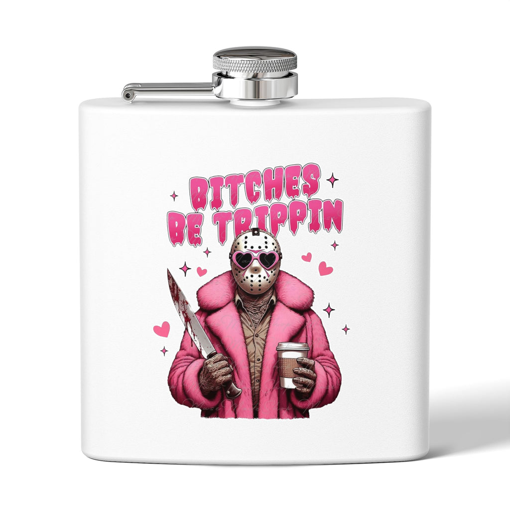 Funny Stainless Steel Flask | Bitches Be Trippin | Perfect Gift for Friends, Parties, Fun Nights Out, Halloween, and Celebrations