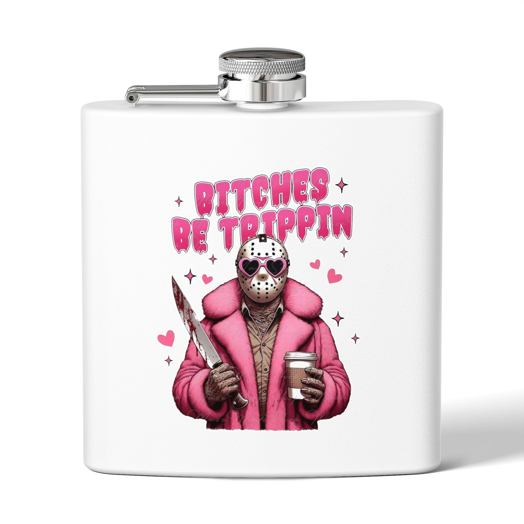 Funny Stainless Steel Flask | Bitches Be Trippin | Perfect Gift for Friends, Parties, Fun Nights Out, Halloween, and Celebrations