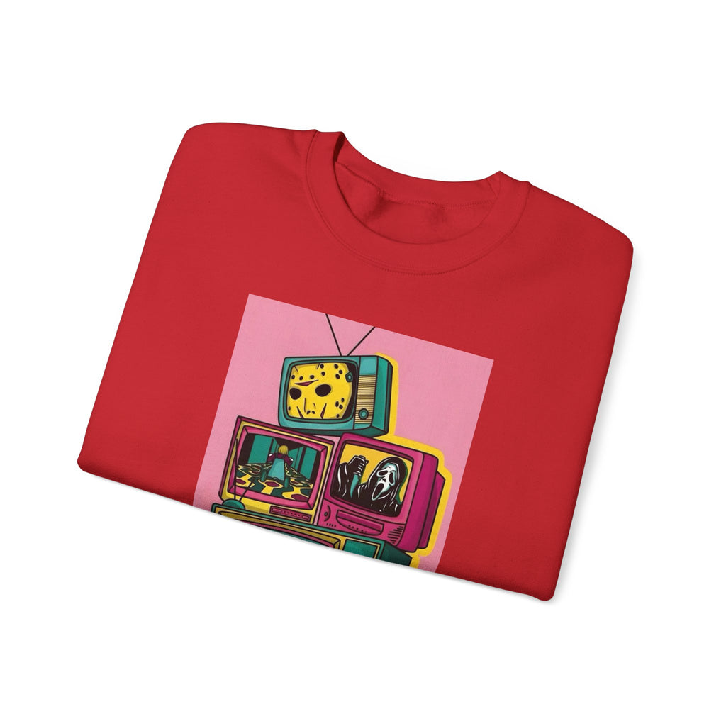 Retro TV Art Sweatshirt, Vintage Crewneck, Cozy Unisex Jumper, Perfect Gift for TV Lovers, Casual Streetwear