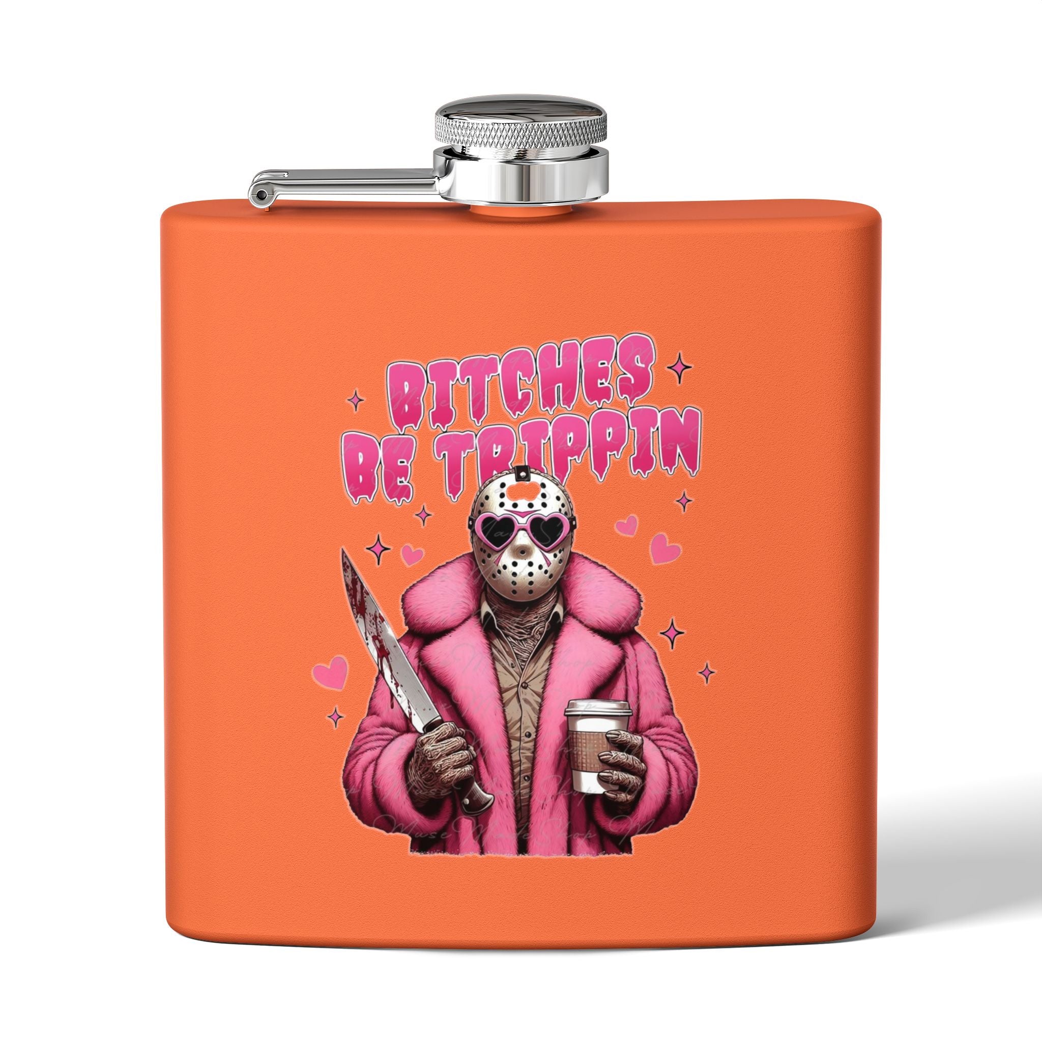 Funny Stainless Steel Flask | Bitches Be Trippin | Perfect Gift for Friends, Parties, Fun Nights Out, Halloween, and Celebrations