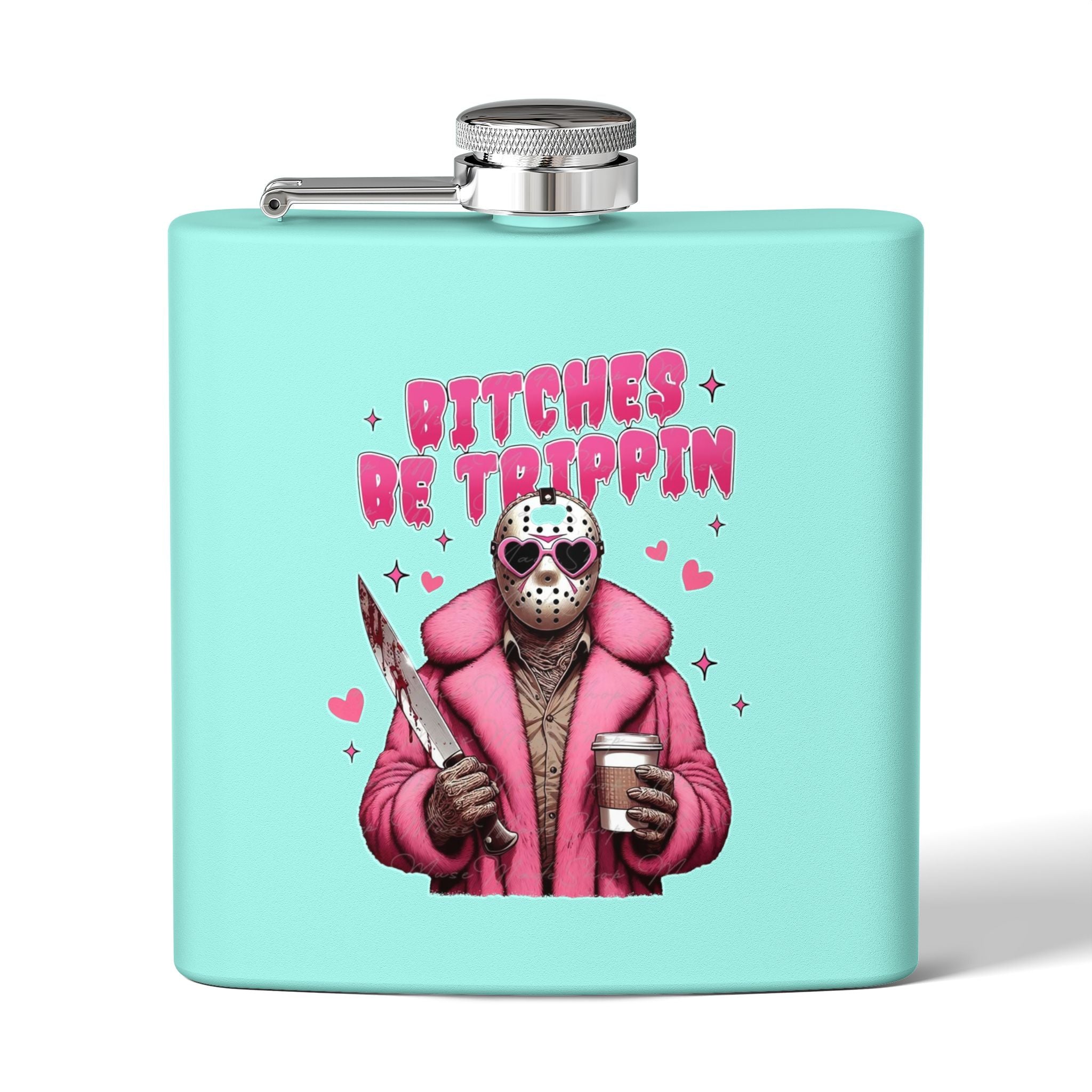 Funny Stainless Steel Flask | Bitches Be Trippin | Perfect Gift for Friends, Parties, Fun Nights Out, Halloween, and Celebrations