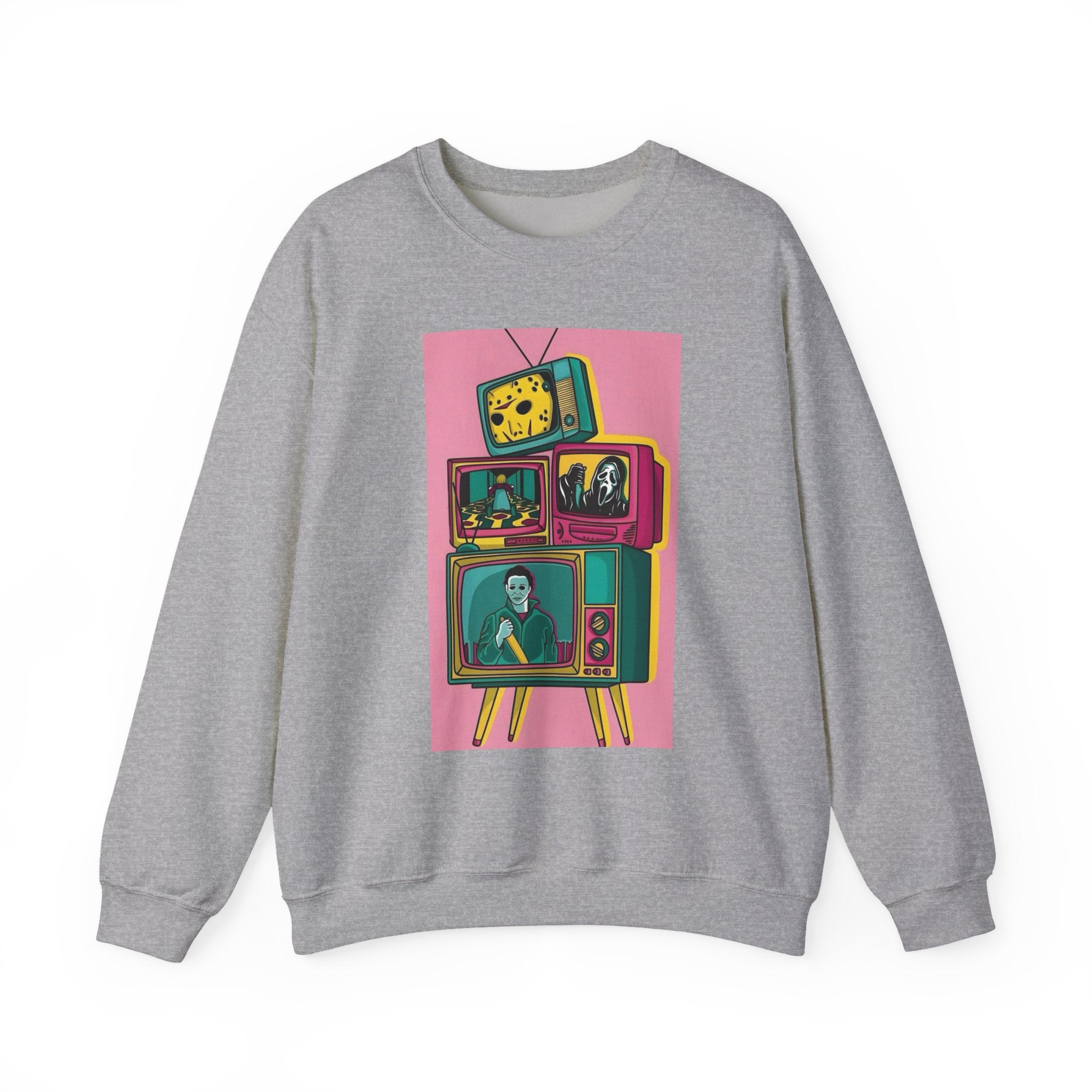 Retro TV Art Sweatshirt, Vintage Crewneck, Cozy Unisex Jumper, Perfect Gift for TV Lovers, Casual Streetwear