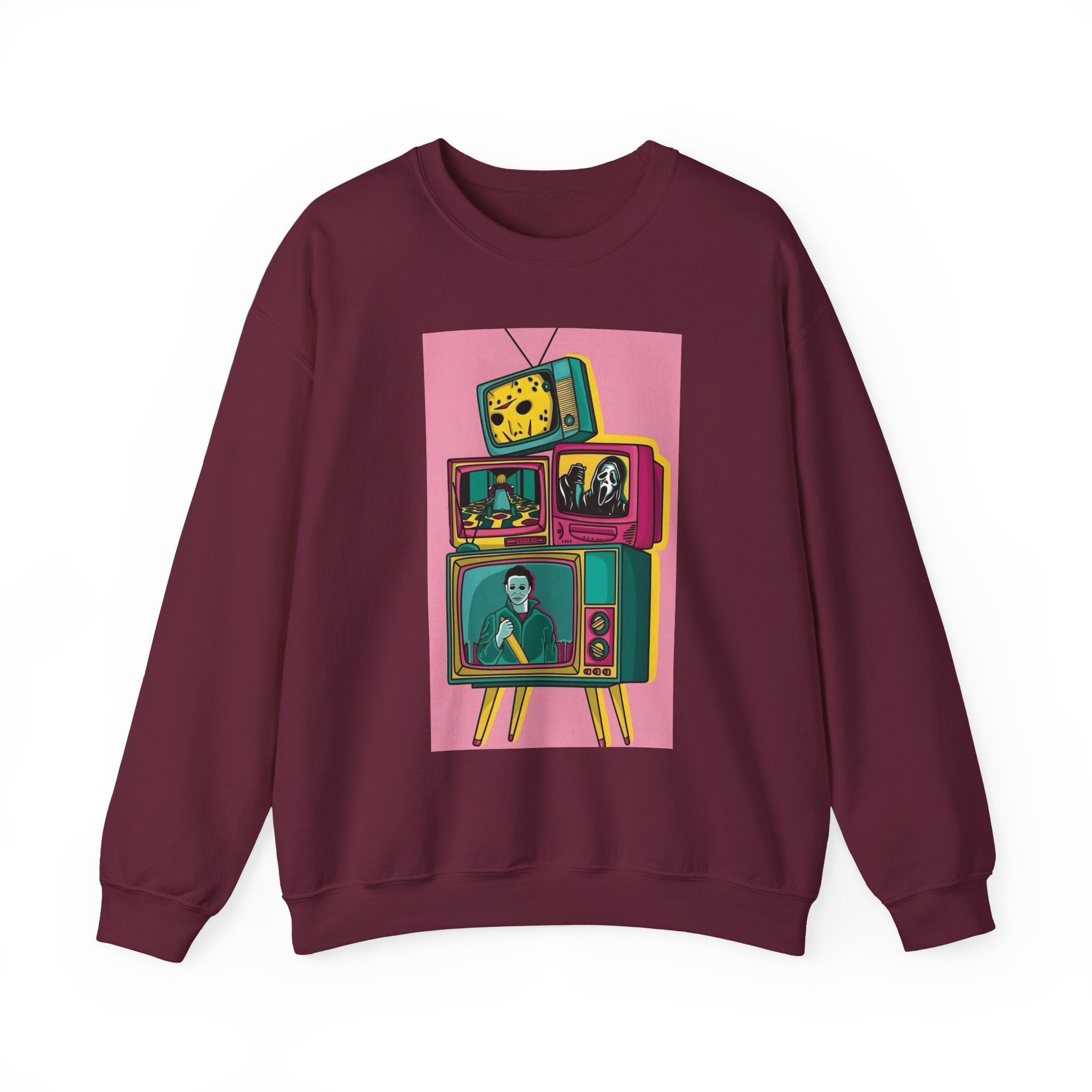 Retro TV Art Sweatshirt, Vintage Crewneck, Cozy Unisex Jumper, Perfect Gift for TV Lovers, Casual Streetwear