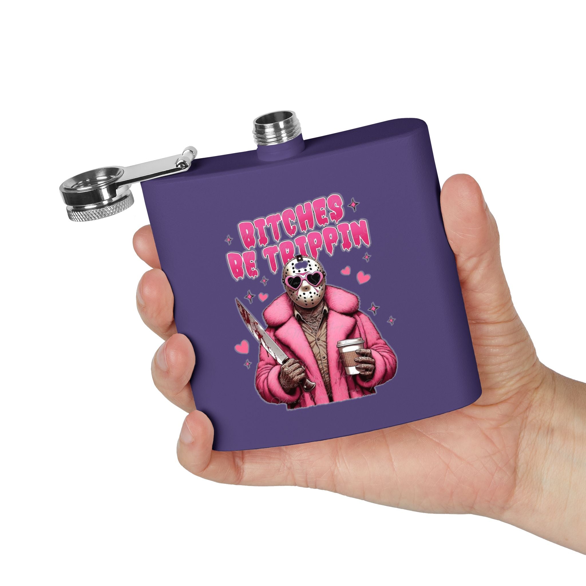Funny Stainless Steel Flask | Bitches Be Trippin | Perfect Gift for Friends, Parties, Fun Nights Out, Halloween, and Celebrations
