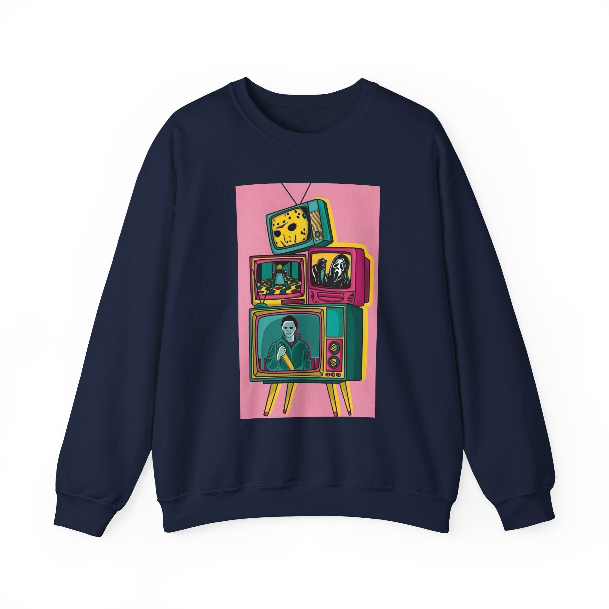 Retro TV Art Sweatshirt, Vintage Crewneck, Cozy Unisex Jumper, Perfect Gift for TV Lovers, Casual Streetwear