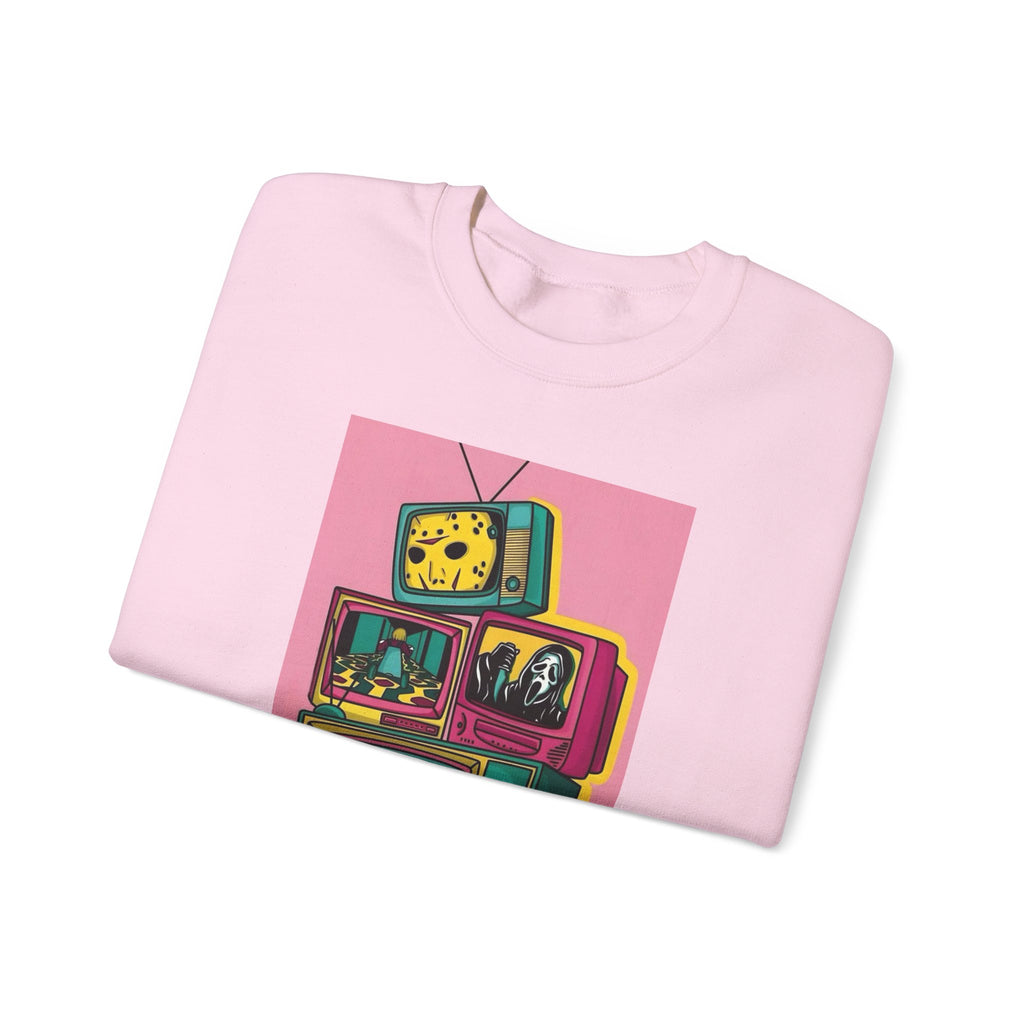 Retro TV Art Sweatshirt, Vintage Crewneck, Cozy Unisex Jumper, Perfect Gift for TV Lovers, Casual Streetwear