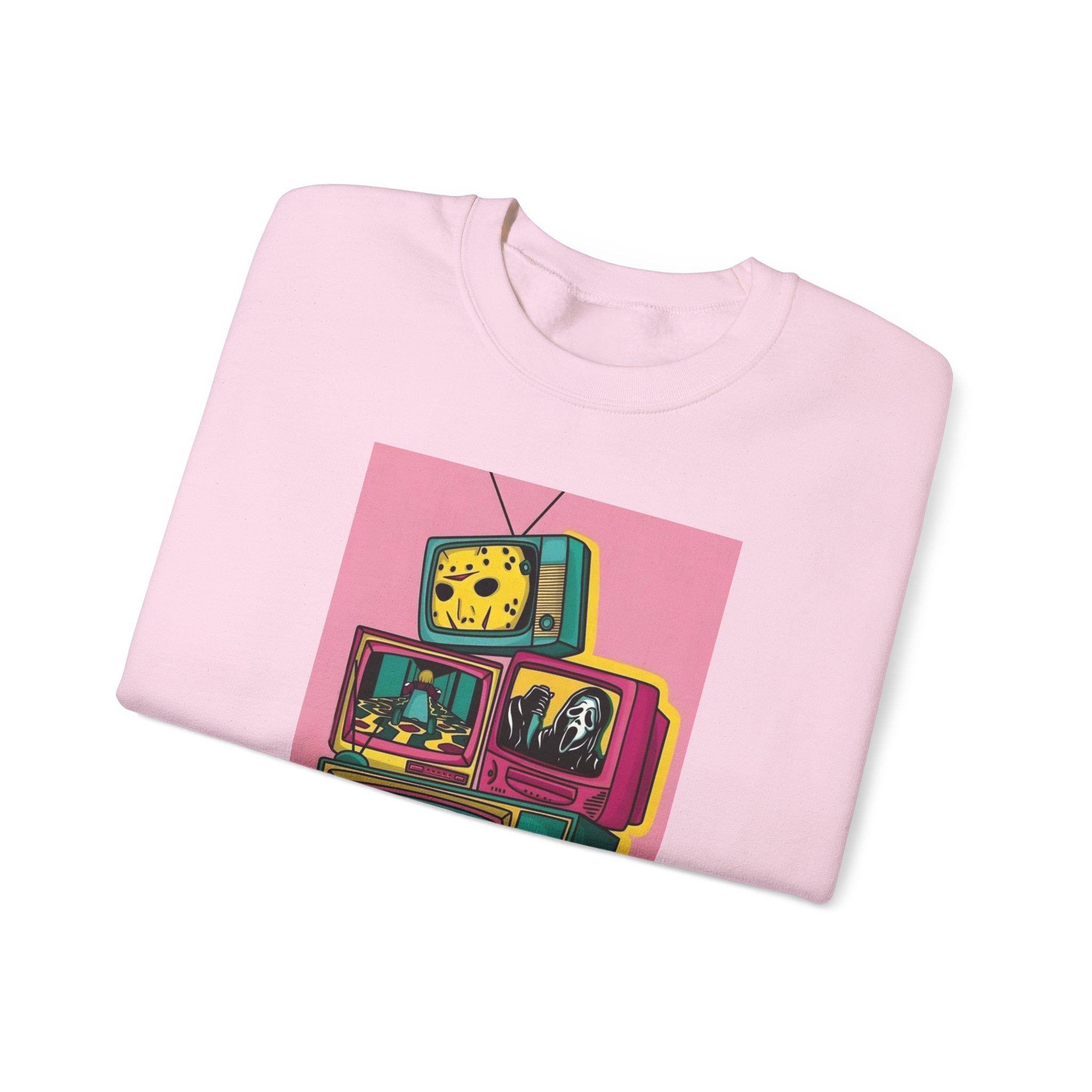 Retro TV Art Sweatshirt, Vintage Crewneck, Cozy Unisex Jumper, Perfect Gift for TV Lovers, Casual Streetwear