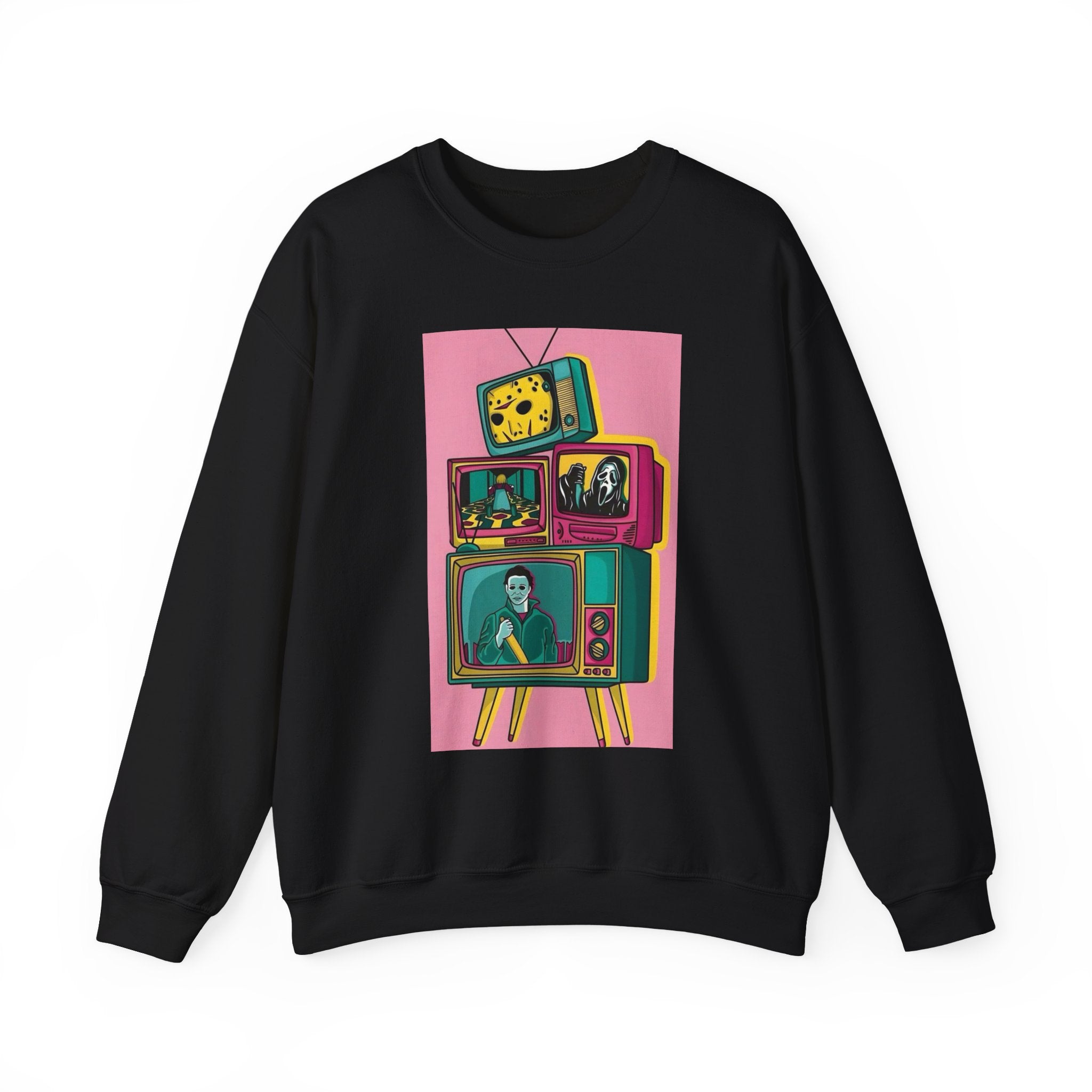 Retro TV Art Sweatshirt, Vintage Crewneck, Cozy Unisex Jumper, Perfect Gift for TV Lovers, Casual Streetwear