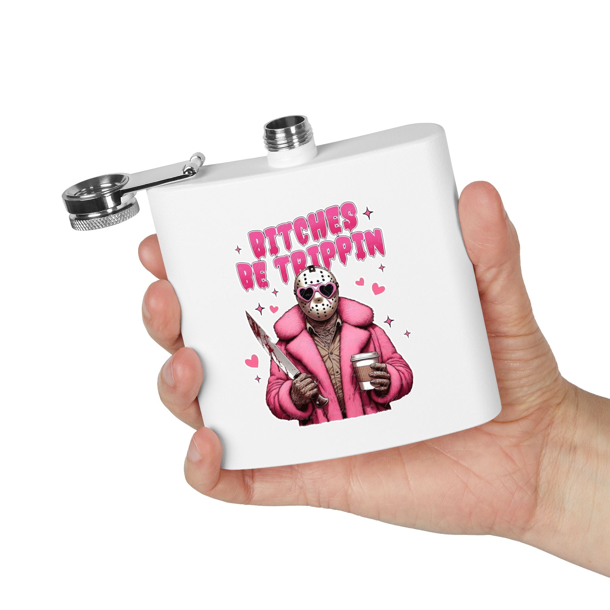 Funny Stainless Steel Flask | Bitches Be Trippin | Perfect Gift for Friends, Parties, Fun Nights Out, Halloween, and Celebrations